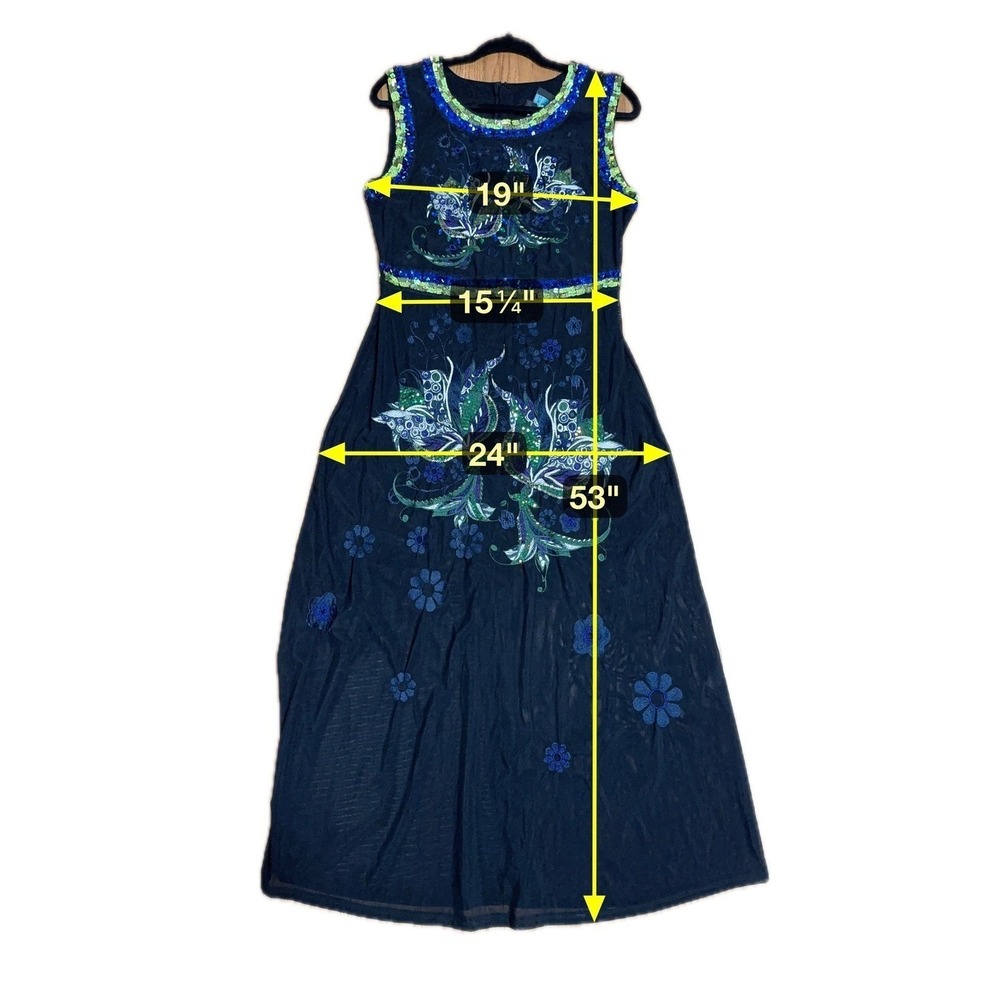 Cynthia Rowley Sirencore Celestial Midi Dress Womens 10 Beaded Embroidered Luxe - Picture 7 of 7